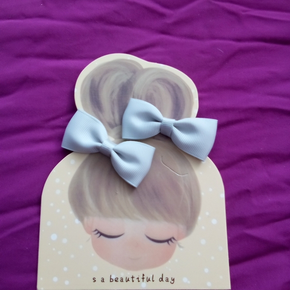 Kids Hair Bow Set - Light Blue - Picture 1 of 2